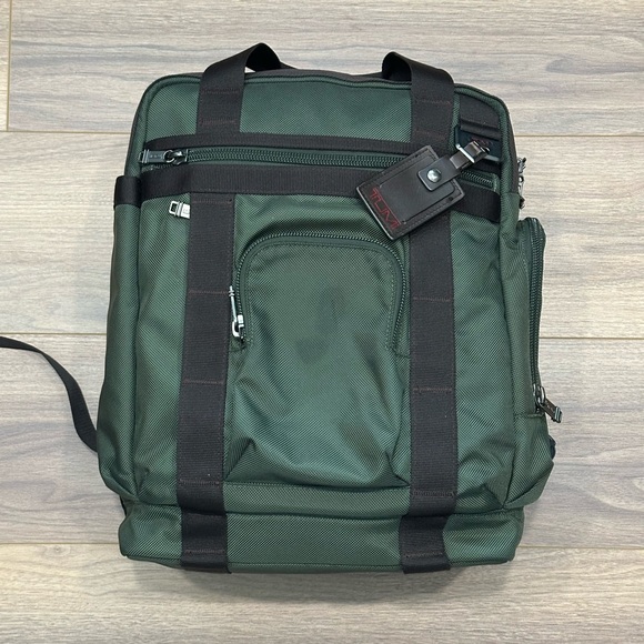 Tumi Other - Tumi Alpha Bravo Lejeune 2-Way Backpack Tote Ballistic Nylon in Green/Dark Brown